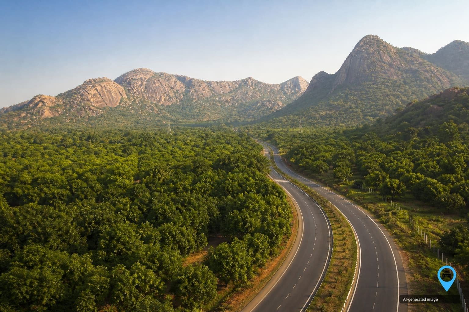 Mango orchards and rocky hills along the Krishnagiri highway corridor