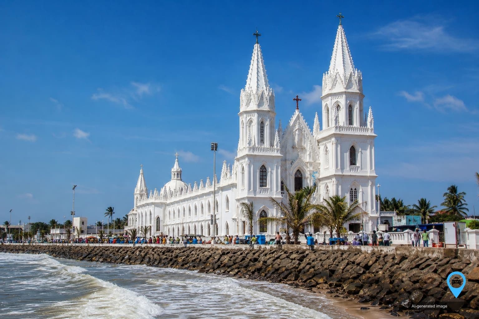 Velankanni Basilica near Nagapattinam on the Bay of Bengal coast
