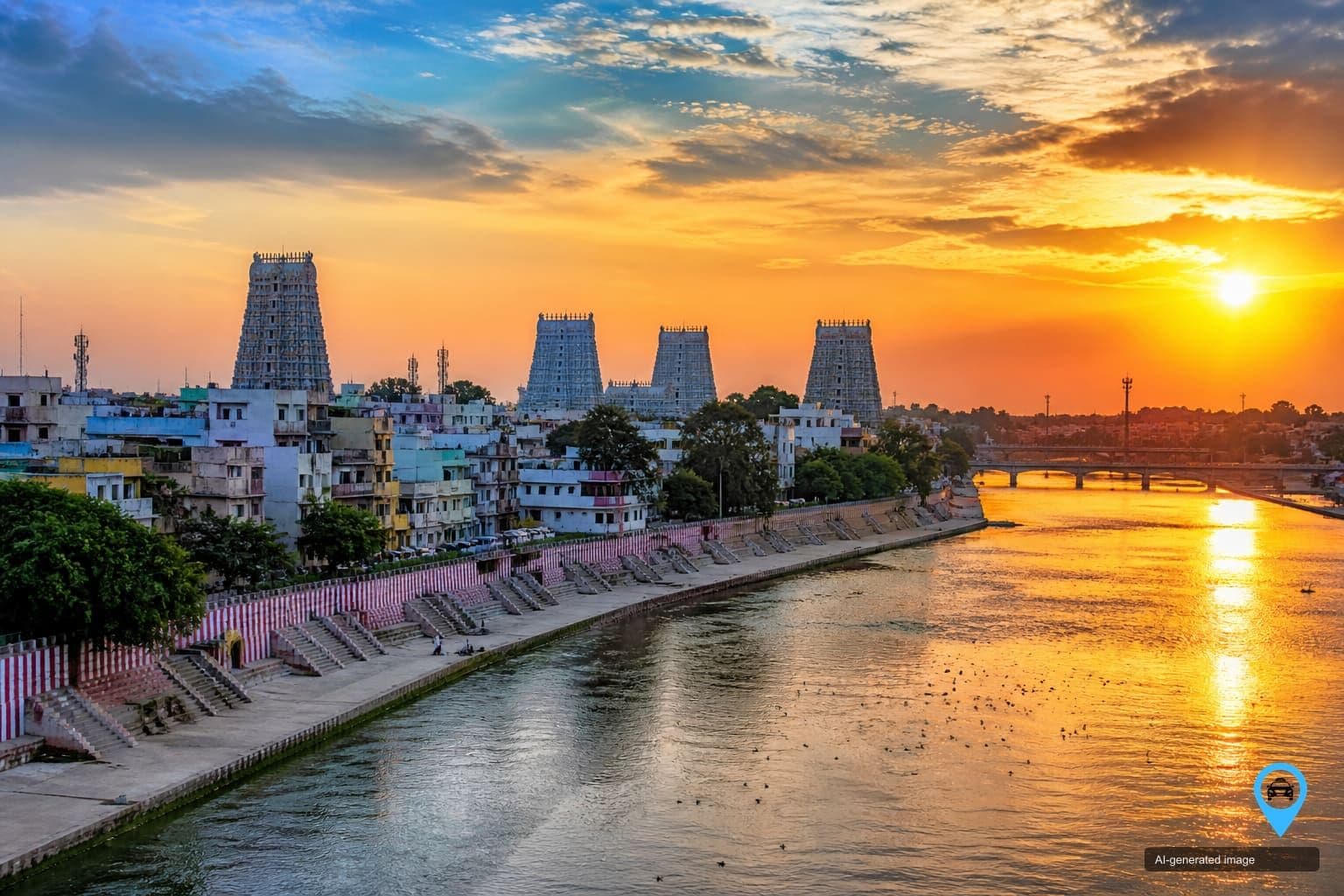 Illuminated Meenakshi Amman Temple served by Drop You Taxi Madurai